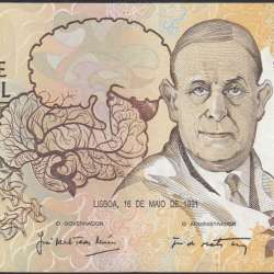 10,000 Escudos Banknote Egas Moniz May 16, 1991, Plate 1, Bank of Portugal, World Paper Money Pick 185c, (Circulated)