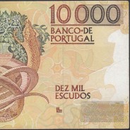 Nota de 10000 Escudos Egas Moniz 14 de Dezembro 1989, Chapa 1, Banco de Portugal, World Paper Money Pick 185b, (Circulada)