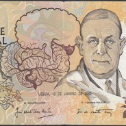 10000 Escudos Banknote Egas Moniz January 12, 1989, Plate 1, Bank of Portugal, World Paper Money Pick 185a (Circulated)