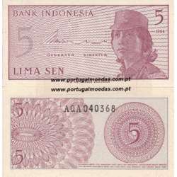INDONÉSIA- NOTA DE 5 SEN 1964 (NÃO CIRCULADA)