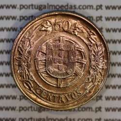 Portugal, coin of 50 Centavos 1926 Aluminium-bronze of Portuguese Republic, (AU/UNC), World Coins Portugal KM 575