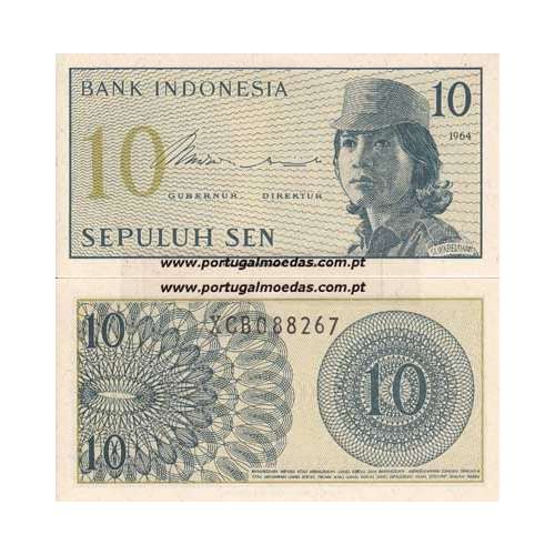 INDONÉSIA- NOTA DE 10 SEN 1964 (NÃO CIRCULADA)