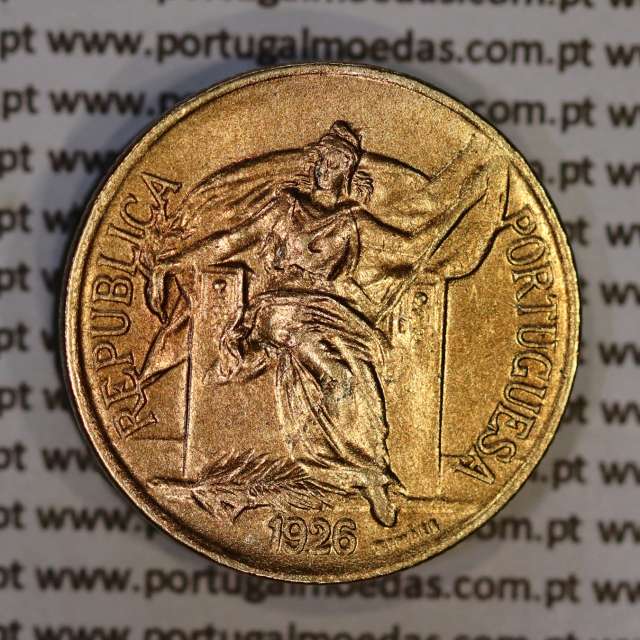 Portugal, coin of 50 Centavos 1926 Aluminium-bronze of Portuguese Republic, (AU), World Coins Portugal KM 575