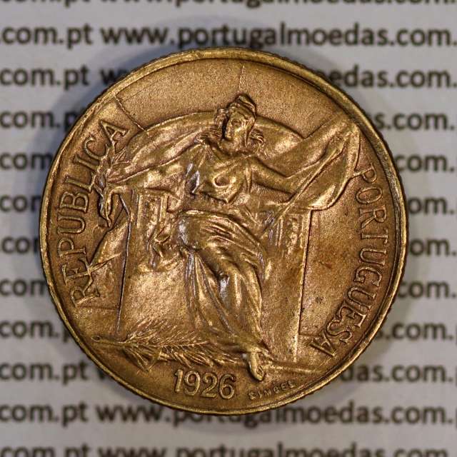Portugal, coin of 50 Centavos 1926 Aluminium-bronze of Portuguese Republic, (AU), World Coins Portugal KM 575 a