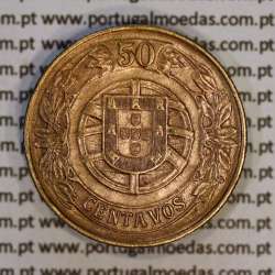 Portugal, coin of 50 Centavos 1926 Aluminium-bronze of Portuguese Republic, (AU), World Coins Portugal KM 575 a