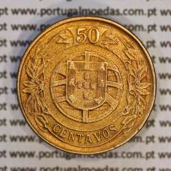 50 Centavos 1926 Bronze-Alumínio, $50 centavos 1926 Alumínio-Bronze Republica Portuguesa, (MBC+), World Coins Portugal KM 575