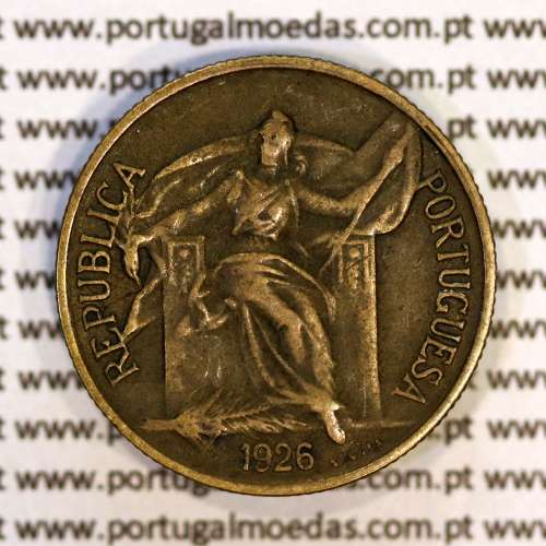 Portugal, coin of 50 Centavos 1926 Aluminium-bronze of Portuguese Republic, (VF+), World Coins Portugal KM 575 1