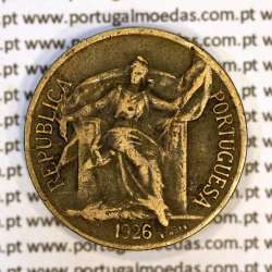 Portugal, coin of 50 Centavos 1926 Aluminium-bronze of Portuguese Republic, (VF), World Coins Portugal KM 575