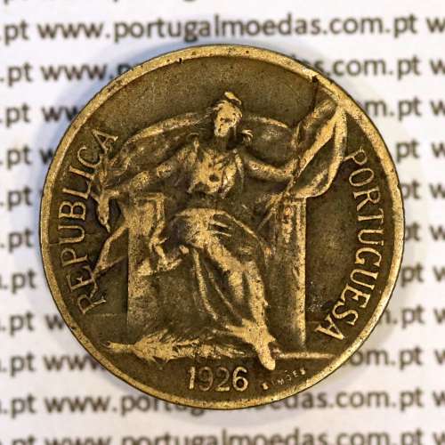 50 Centavos 1926 Bronze-Alumínio, $50 centavos 1926 Alumínio-Bronze Republica Portuguesa, (MBC), World Coins Portugal KM 575 2