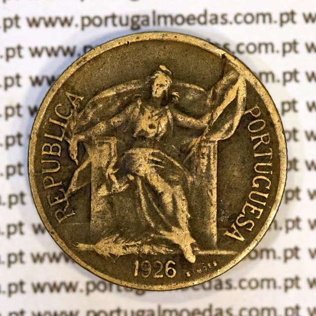 50 Centavos 1926 Bronze-Alumínio, $50 centavos 1926 Alumínio-Bronze Republica Portuguesa, (MBC), World Coins Portugal KM 575 2