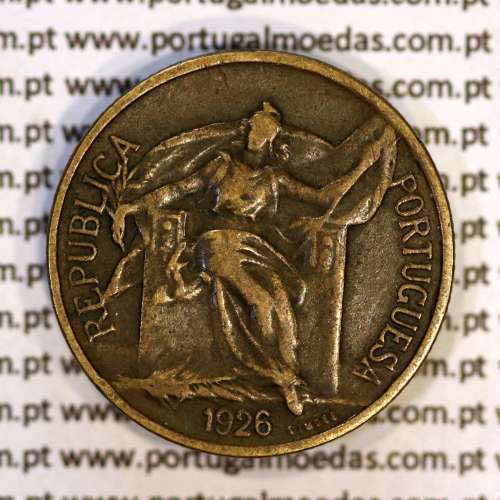 Portugal, coin of 50 Centavos 1926 Aluminium-bronze of Portuguese Republic, (VF), World Coins Portugal KM 575