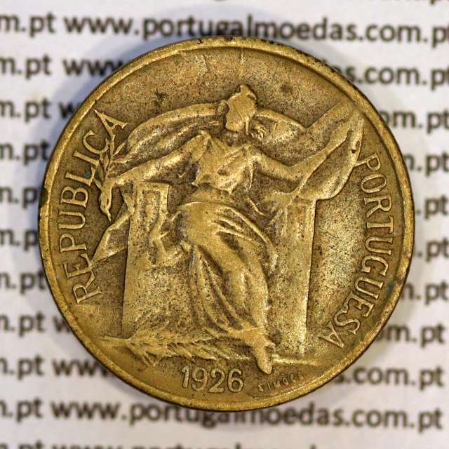 Portugal, coin of 50 Centavos 1926 Aluminium-bronze of Portuguese Republic, (F+/VF), World Coins Portugal KM 575