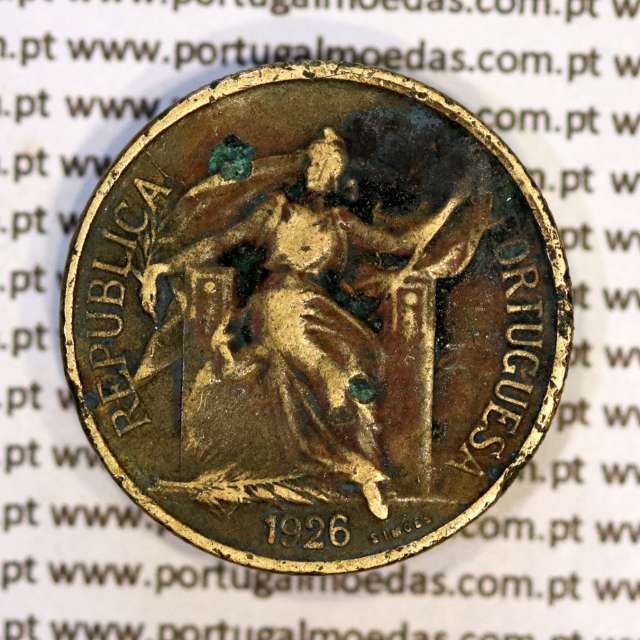 50 Centavos 1926 Bronze-Alumínio, $50 centavos 1926 Alumínio-Bronze Republica Portuguesa, (BC), World Coins Portugal KM 575