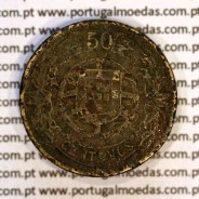 Portugal, coin of 50 Centavos 1926 Aluminium-bronze of Portuguese Republic, (F-/G), World Coins Portugal KM#575