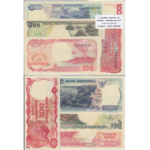 INDONÉSIA - LOTE DE 4 NOTAS DIFERENTES-SERIE 1984-2000 ( NÃO CIRCULADA )