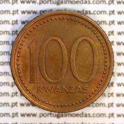 100 Kwanzas 1991 cobre, Republica Popular de Angola, (Bela), World Coins Angola KM 92