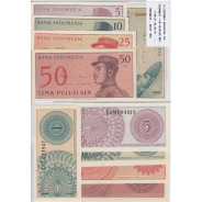INDONESIA - BATCH OF 5 DIFFERENT NOTES - SERIES 1964 (NOT CIRCULATED)