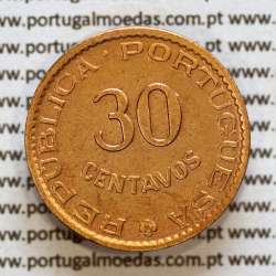 India Portuguese 30 centavos 1958 bronze, $30 centavos 1958 Índia, (XF), World Coins India Portuguese KM 31