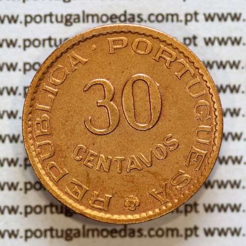 India Portuguese 30 centavos 1958 bronze, $30 centavos 1958 Índia, (XF), World Coins India Portuguese KM 31