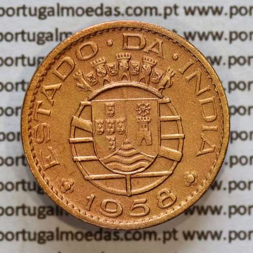 India Portuguese 30 centavos 1958 bronze, $30 centavos 1958 Índia, (XF), World Coins India Portuguese KM 31