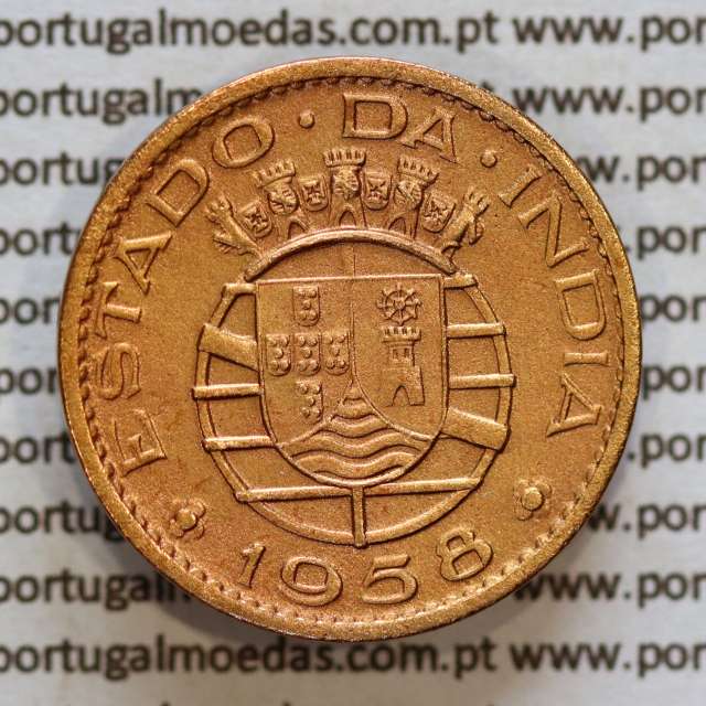30 centavos 1958 bronze, $30 centavos 1958 Estado da Índia Portuguesa, (Bela-), World Coins India Portuguese KM 31
