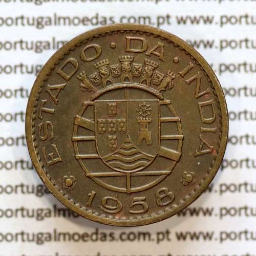 30 centavos 1958 bronze, $30 centavos 1958 Estado da Índia Portuguesa, (Bela-), World Coins India Portuguese KM 31