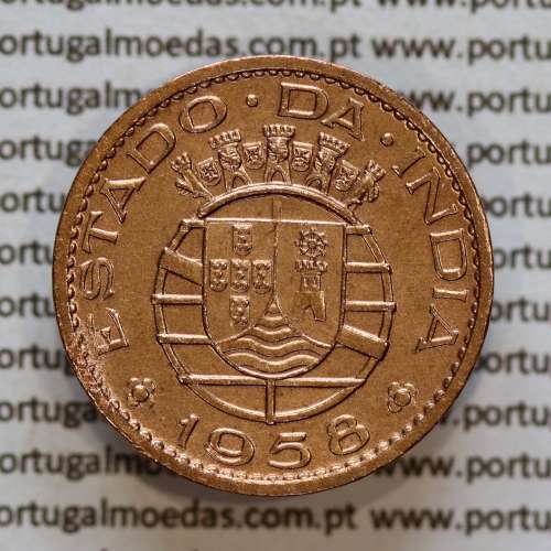 India Portuguese 30 centavos 1958 bronze, $30 centavos 1958 Índia, (VF+), World Coins India Portuguese KM 31