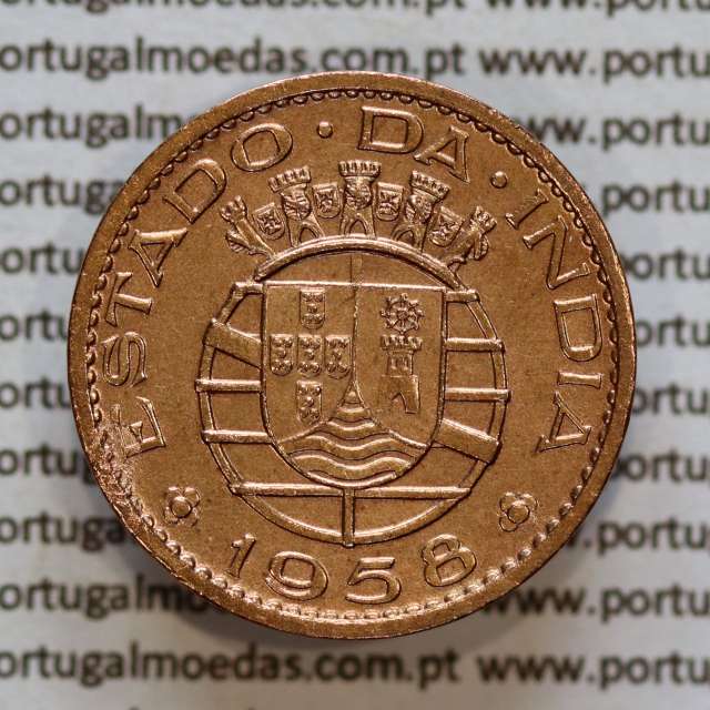 30 centavos 1958 bronze, $30 centavos 1958 Estado da Índia Portuguesa, (MBC+), World Coins India Portuguese KM 31