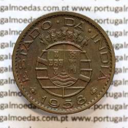 30 centavos 1958 bronze, $30 centavos 1958 Estado da Índia Portuguesa, (MBC+), World Coins India Portuguese KM 31