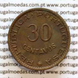 30 centavos 1958 bronze, $30 centavos 1958 Estado da Índia Portuguesa, (MBC+), World Coins India Portuguese KM 31