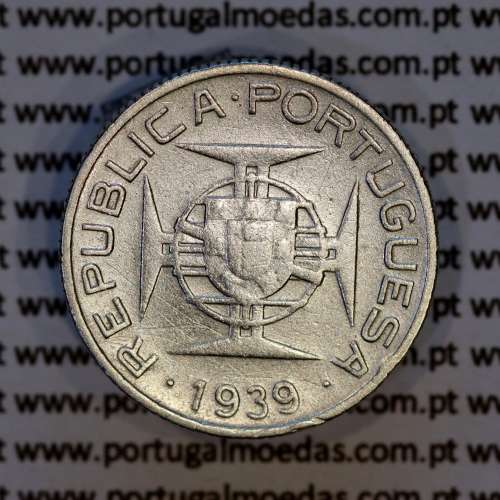 São Tomé e Príncipe 2$50 Escudos 1939 prata, 2-1/2 Escudos Prata 1939, (BC+), World Coins Saint Thomas & Prince Island KM 5b