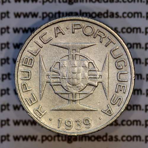2-1/2 Escudos 1939 silver, Saint Thomas and Príncipe, Former colony portuguese, (VF), World Coins Saint Thomas & Prince KM 5