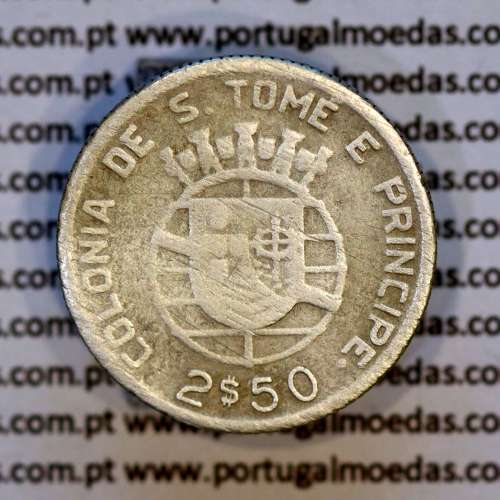 São Tomé e Príncipe 2$50 Escudos 1948 prata, 2-1/2 Escudos Prata 1948, (BC), World Coins Saint Thomas & Prince Island KM 5