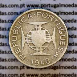2-1/2 Escudos 1948 silver, Saint Thomas and Príncipe, Former colony portuguese, (F), World Coins Saint Thomas & Prince KM 5