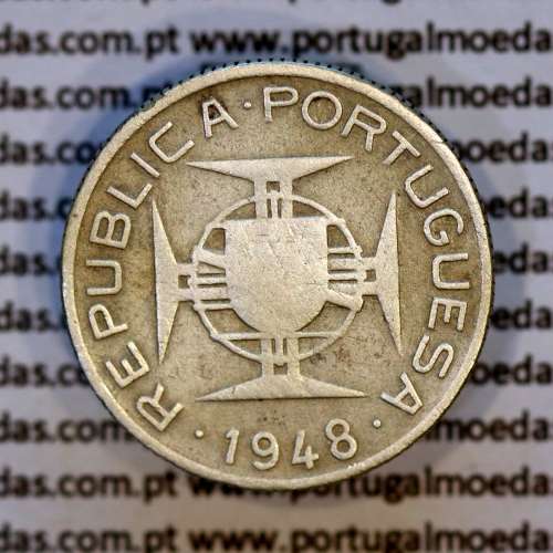 São Tomé e Príncipe 2$50 Escudos 1948 prata, 2-1/2 Escudos Prata 1948, (BC), World Coins Saint Thomas & Prince Island KM 5