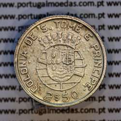 2-1/2 Escudos 1948 silver, Saint Thomas and Príncipe, Former colony portuguese, (VF), World Coins Saint Thomas & Prince KM 5