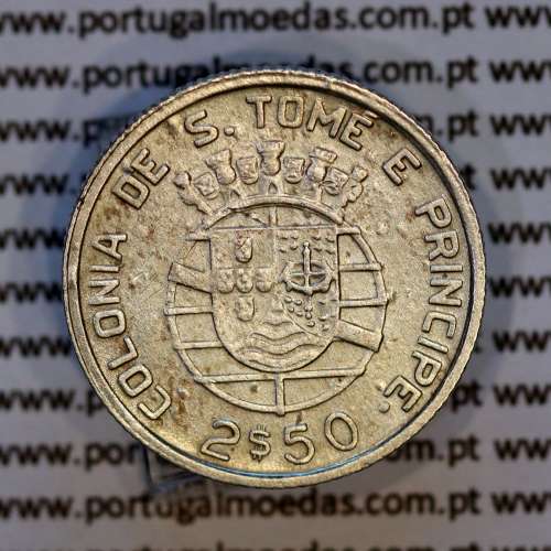 São Tomé e Príncipe 2$50 Escudos 1948 prata, 2-1/2 Escudos Prata 1948, (MBC), World Coins Saint Thomas & Prince Island KM 5