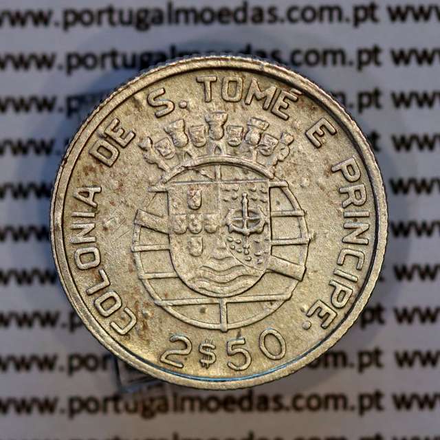 2-1/2 Escudos 1948 silver, Saint Thomas and Príncipe, Former colony portuguese, (VF), World Coins Saint Thomas & Prince KM 5