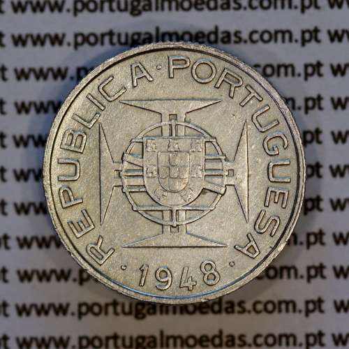 São Tomé e Príncipe 2$50 Escudos 1948 prata, 2-1/2 Escudos Prata 1948, (MBC), World Coins Saint Thomas & Prince Island KM 5