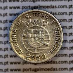 São Tomé e Príncipe 2$50 Escudos 1948 prata, 2-1/2 Escudos Prata 1948, (BC+), World Coins Saint Thomas & Prince Island KM 5
