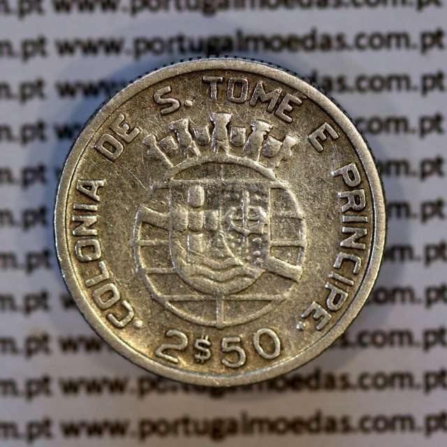 São Tomé e Príncipe 2$50 Escudos 1948 prata, 2-1/2 Escudos Prata 1948, (BC+), World Coins Saint Thomas & Prince Island KM 5