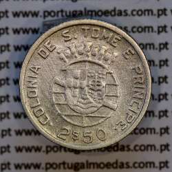 São Tomé e Príncipe 2$50 Escudos 1948 prata, 2-1/2 Escudos Prata 1948, (BC+), World Coins Saint Thomas & Prince Island KM 5