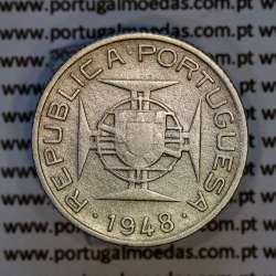 São Tomé e Príncipe 2$50 Escudos 1948 prata, 2-1/2 Escudos Prata 1948, (BC+), World Coins Saint Thomas & Prince Island KM 5