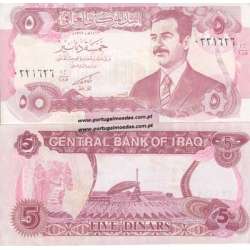 IRAQUE- NOTA DE 5 DINARS 1992 (NÃO CIRCULADA)