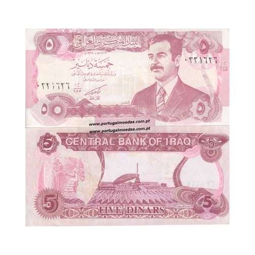 IRAQUE- NOTA DE 5 DINARS 1992 (NÃO CIRCULADA)