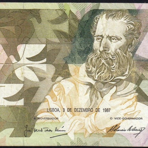 5000 Escudos 1987 Antero de Quental, 3 de Dezembro 1987 Chapa 2, Banco de Portugal, World Paper Money Pick 183 (Circulada)