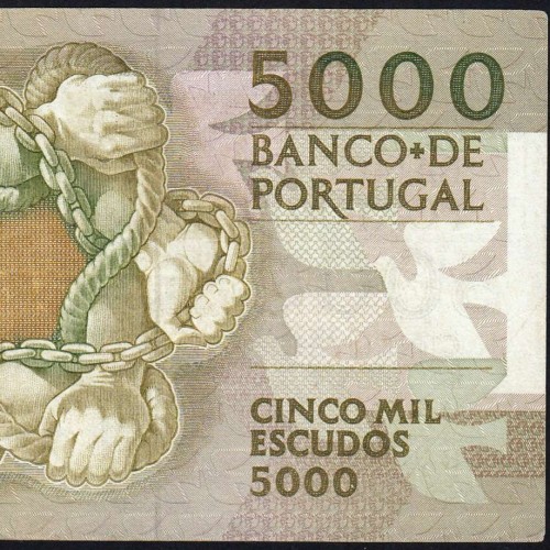 5000 Escudos 1987 Antero de Quental, 3 December 1987 Plate 2, Bank of Portugal, World Paper Money Pick 183 (Circulated)
