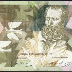 5000 Escudos 1987 Antero de Quental, 3 de Dezembro 1987 Chapa 2, Banco de Portugal, World Paper Money Pick 183 (Circulada)
