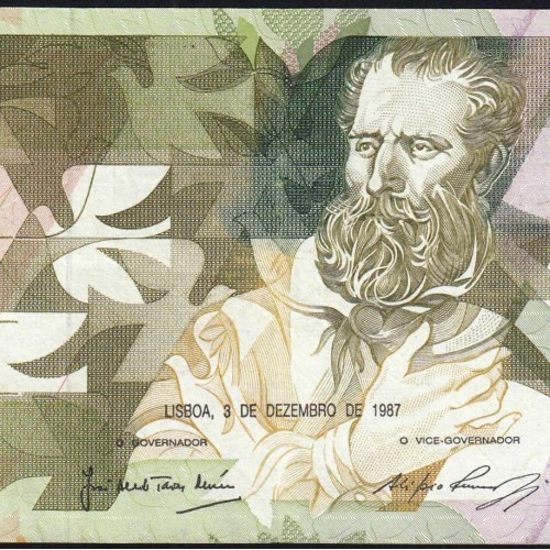 5000 Escudos 1987 Antero de Quental, 3 December 1987 Plate 2, Bank of Portugal, World Paper Money Pick 183 (Circulated)