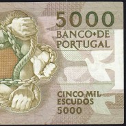 5000 Escudos 1987 Antero de Quental, 3 de Dezembro 1987 Chapa 2, Banco de Portugal, World Paper Money Pick 183 (Circulada)